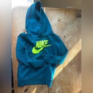 Nike Kids Hoodie in Teal with Neon Green Logo